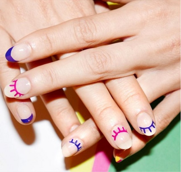 Nail art winking eyes