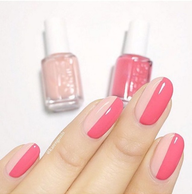 Nail art pink block